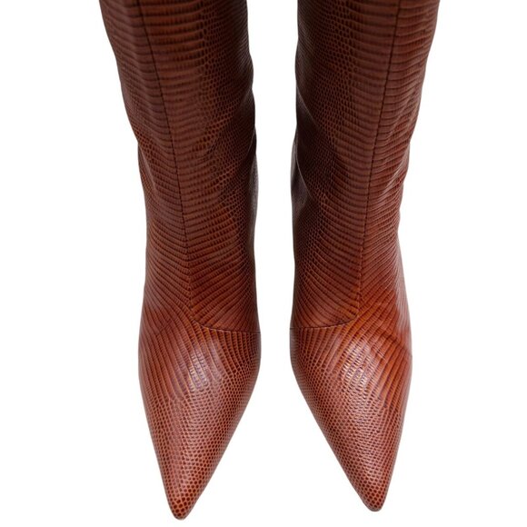 Loeffler Randall Whitney Kitten Heel Boots Knee High Toffee Brown Leather Size 8 - Picture 3 of 9